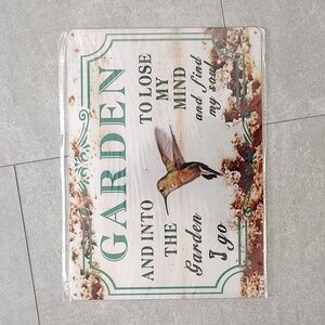 Garden Metal Sign with Hummingbird Design